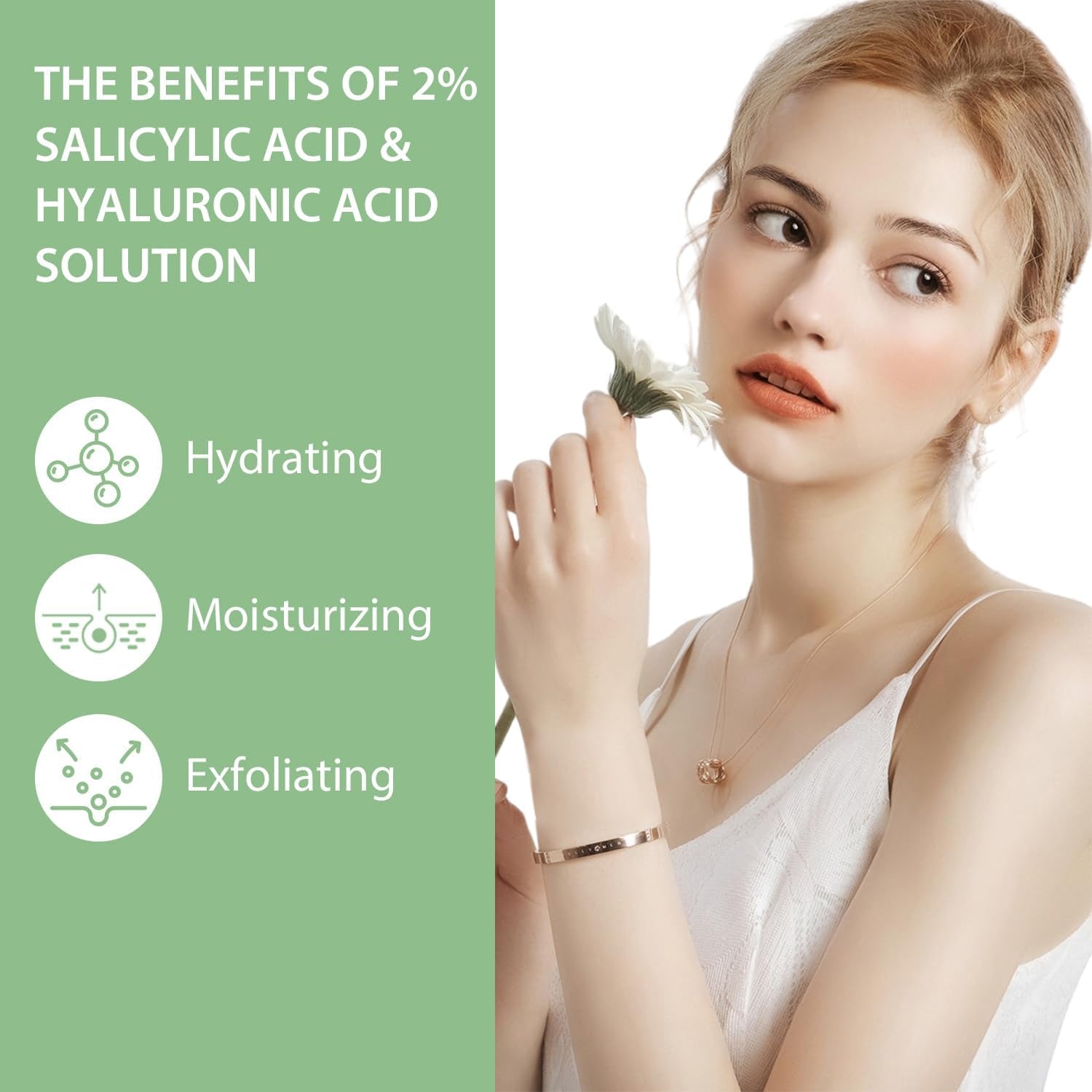 2% Salicylic Acid Face Serum with Hyaluronic Acid, Hydrating Serum for Face, Pore Exfoliating for All Skin, 30Ml
