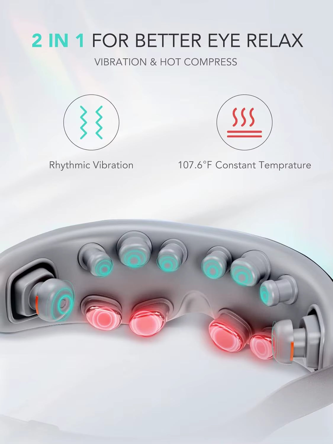 Eye Massager with Heat, Vibration, Bluetooth, Smart Heated for Eyes, Improve Sleep Relaxation