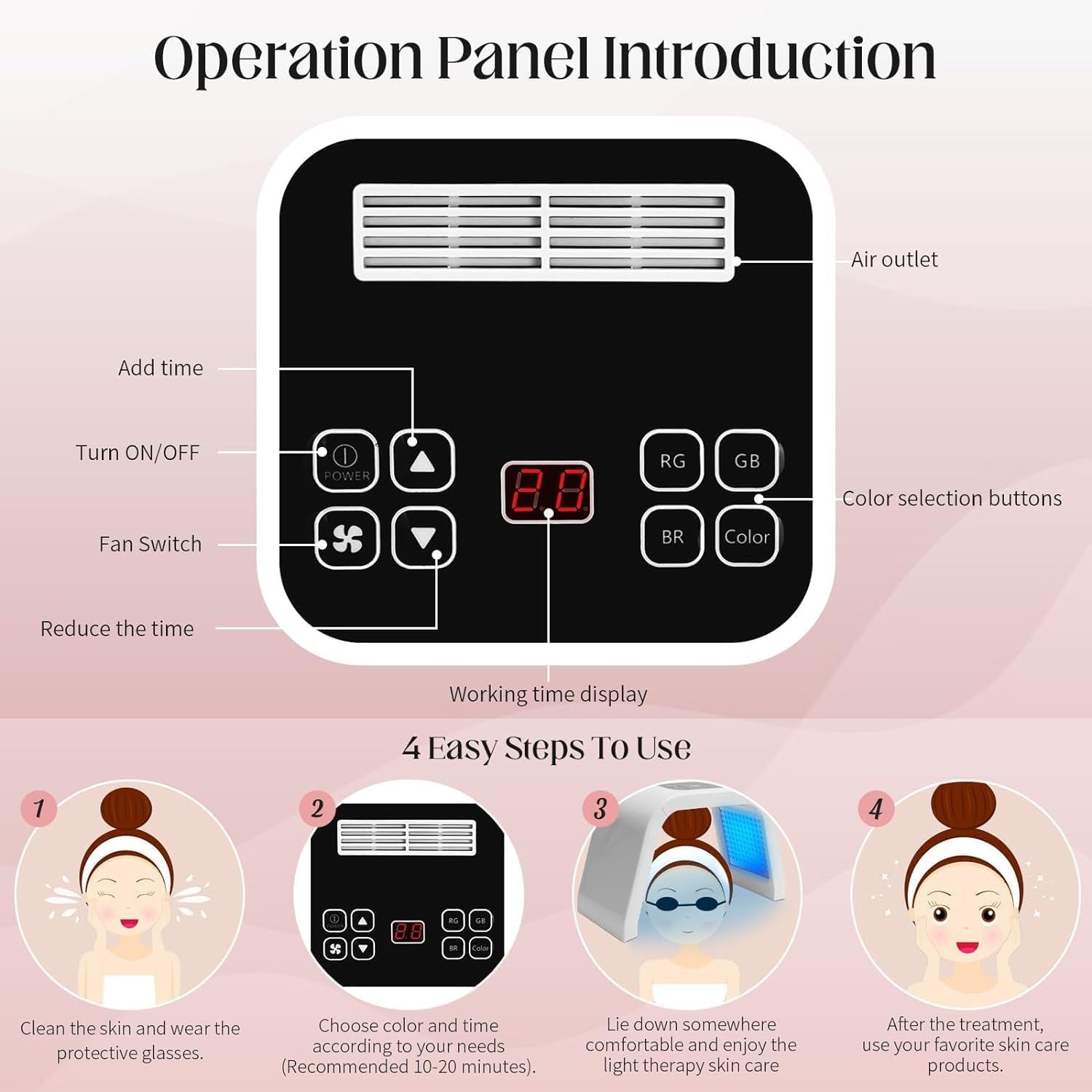 LED Face Light Therapy Mask, Red Light Therapy Mask, 7 Colour LED Light Therapy for Face & Body, Rejuvenating Skin Care Device for Home SPA Relaxation