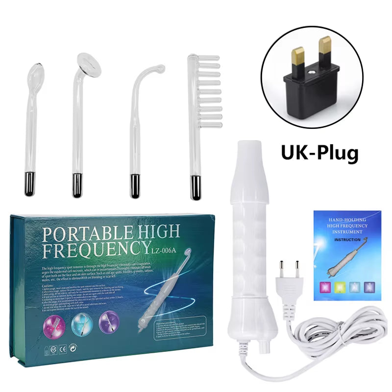 Electrode Glass Tube High Frequency Machine Neon + Argon Wand for Face Skin Spa anti Wrinkle Acne Spots Remover Hair Frizz Care