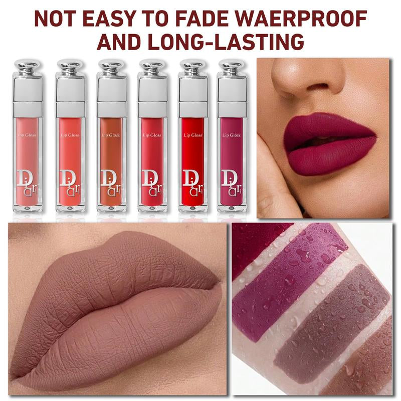 Kiss Someone 6-Piece Lip Gloss Set - Pink Tea, Pomegranate Red, Peachy Pink, Tomato Red, Purple - Lightweight, Long Lasting, Natural Stain, Non-Drying, Non-Patchy for All Skin Types Cosmetic Makeup Glossy