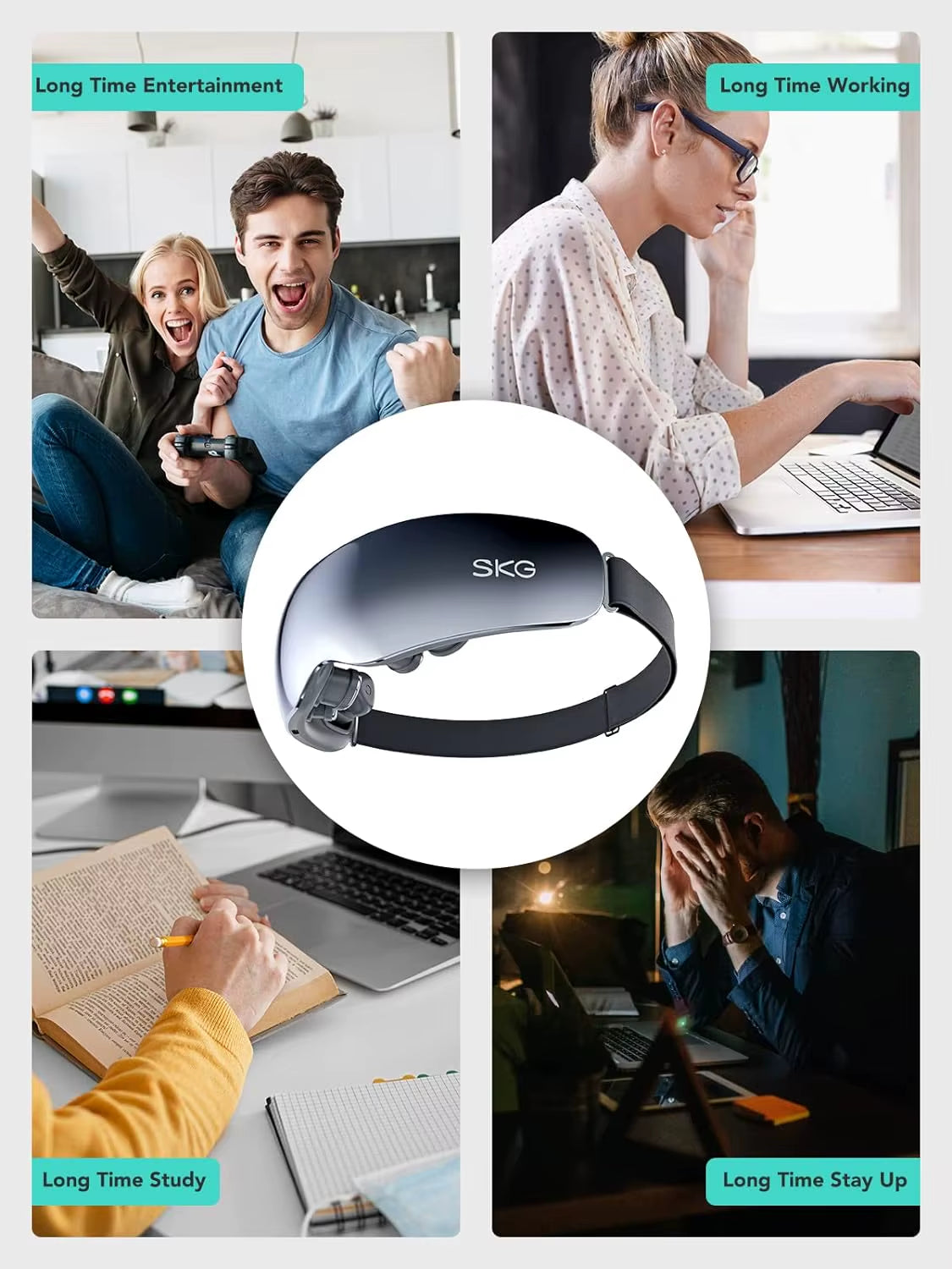 Eye Massager with Heat, Vibration, Bluetooth, Smart Heated for Eyes, Improve Sleep Relaxation