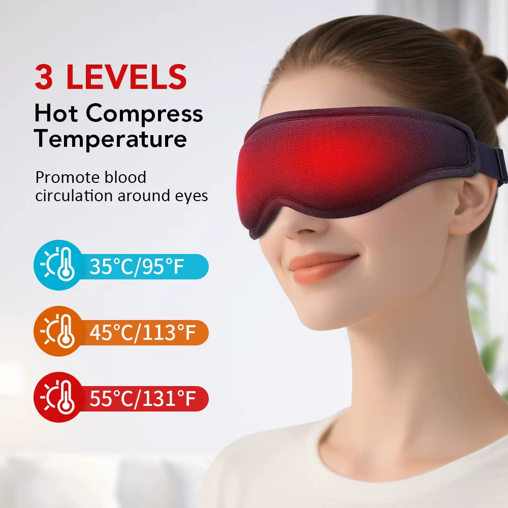 Eye Massager with Heat Vibration Rechargeable Sleep Mask Electric Eye Care Device for Relaxation and Headache Relief