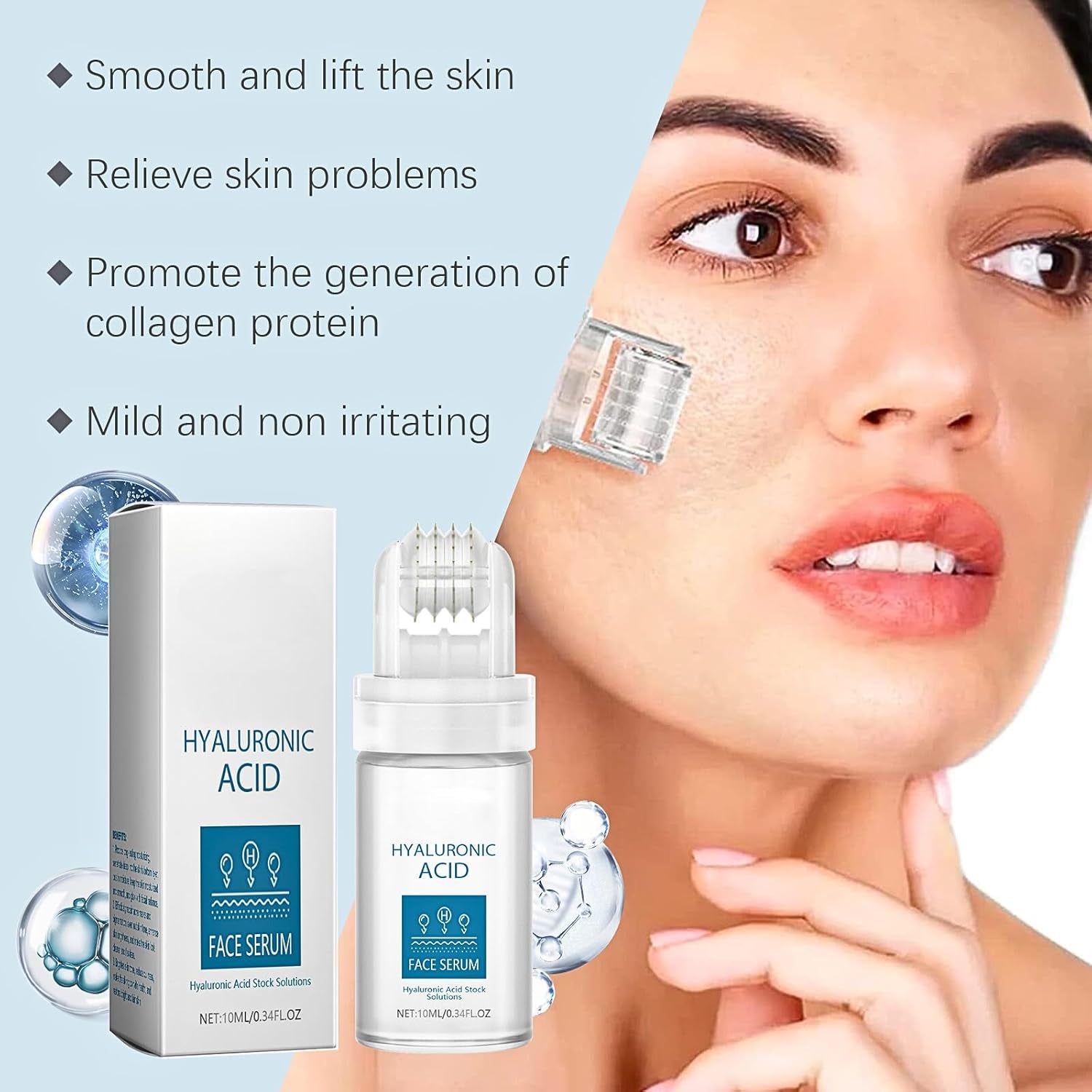 Hyaluronic Acid Microneedling Serum, Hyaluronic Acid Serum, Gla-Mory Micro-Infusion Facial System, Hyaluronic Acid Micro Needling Roller, Hyaluronic Acid Face Serum for Women, Hydrating, anti Wrinkle