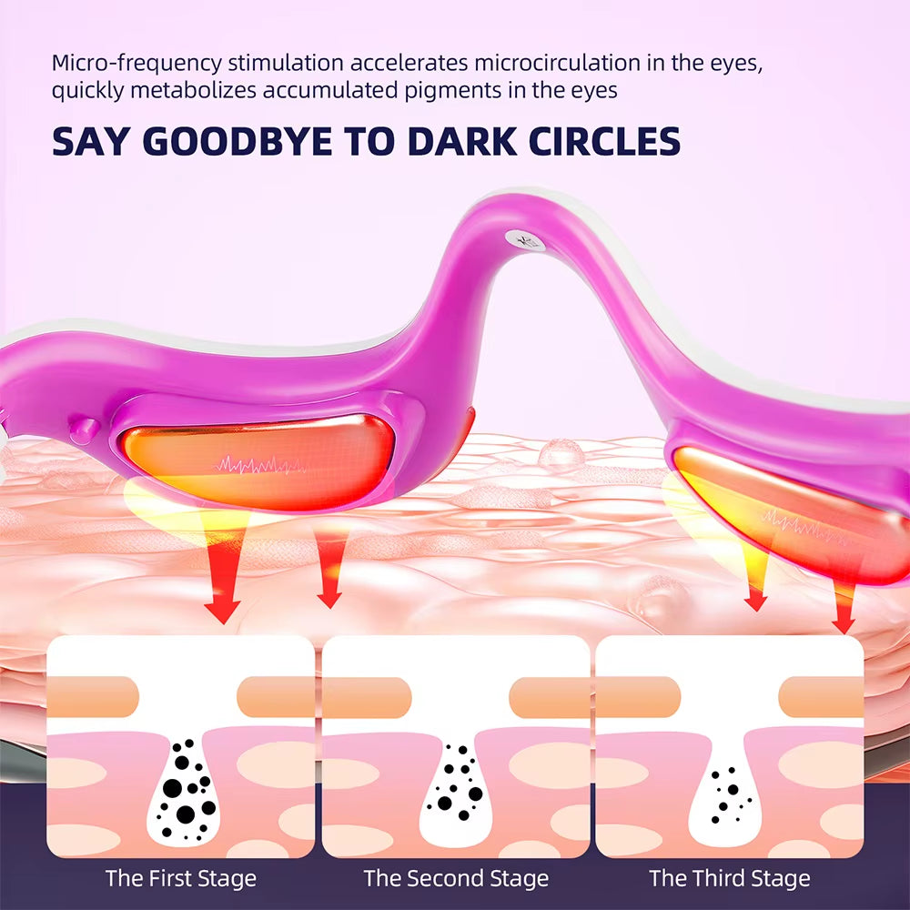 EMS Pulse Vibration Under-Eye Massager Heated Relieves Eye Fatigue Eyes Massage Glasses Dark Circle Eye Bags Eye Fat Remover