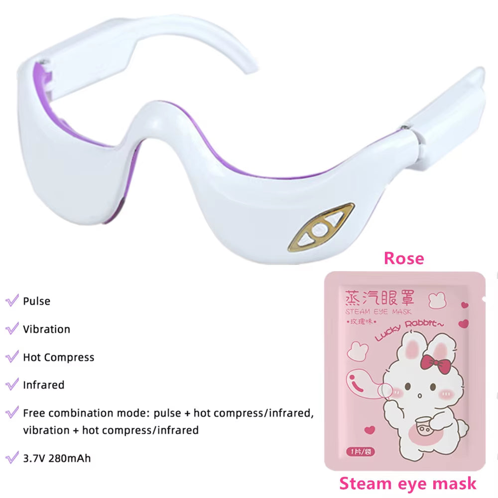 EMS Pulse Vibration Under-Eye Massager Heated Relieves Eye Fatigue Eyes Massage Glasses Dark Circle Eye Bags Eye Fat Remover