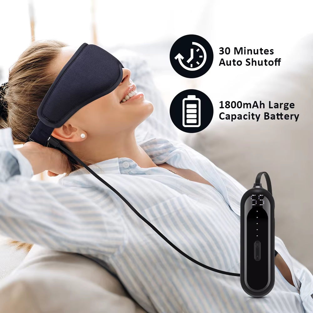 Eye Massager with Heat Vibration Rechargeable Sleep Mask Electric Eye Care Device for Relaxation and Headache Relief