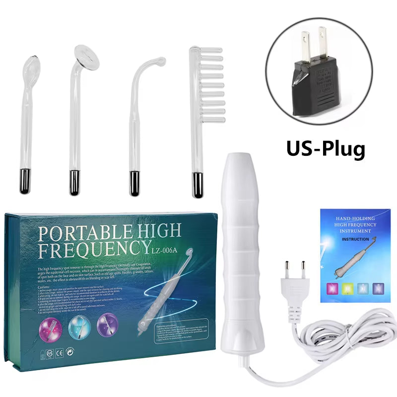 Electrode Glass Tube High Frequency Machine Neon + Argon Wand for Face Skin Spa anti Wrinkle Acne Spots Remover Hair Frizz Care