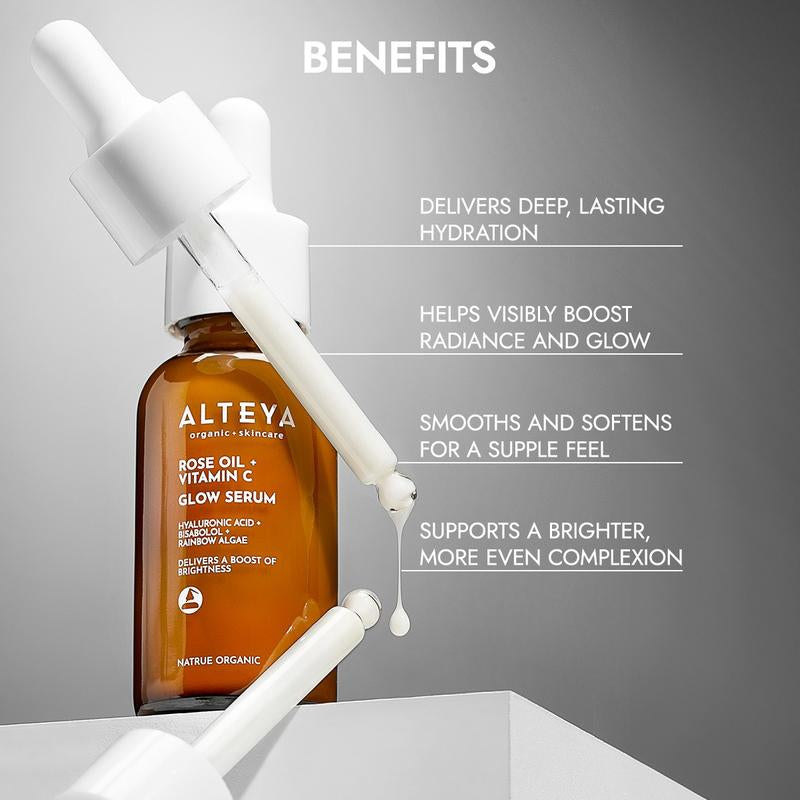 Facial Cleanser + Serum Set - Organic Facial Skincare with Gentle Foaming Cleanser and Brightening Serum - Hyaluronic Acid for Dewy Radiant Skin