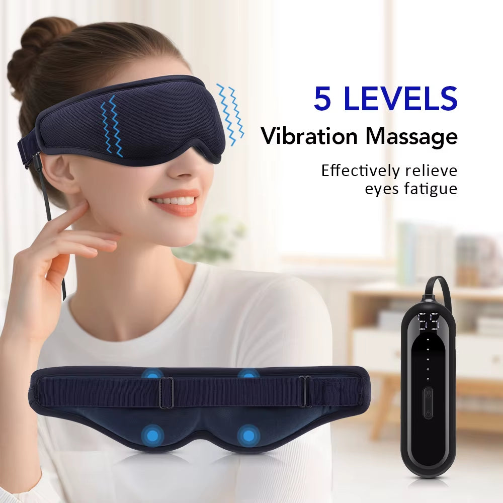 Eye Massager with Heat Vibration Rechargeable Sleep Mask Electric Eye Care Device for Relaxation and Headache Relief