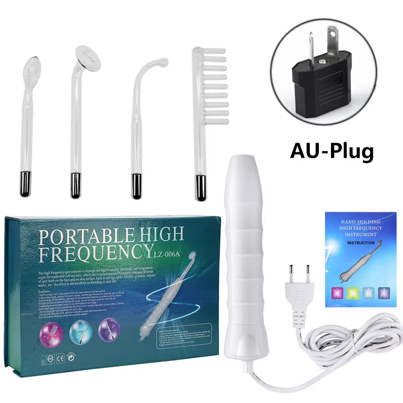 Electrode Glass Tube High Frequency Machine Neon + Argon Wand for Face Skin Spa anti Wrinkle Acne Spots Remover Hair Frizz Care