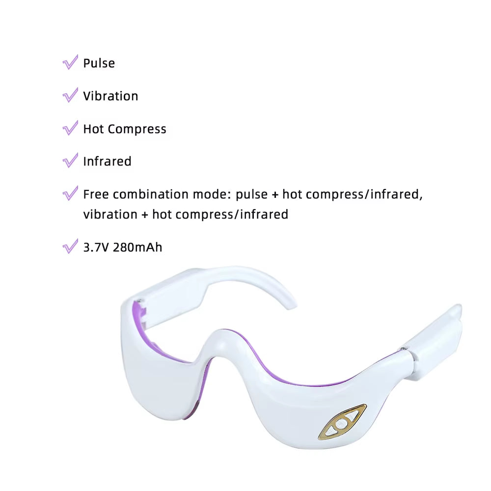 EMS Pulse Vibration Under-Eye Massager Heated Relieves Eye Fatigue Eyes Massage Glasses Dark Circle Eye Bags Eye Fat Remover