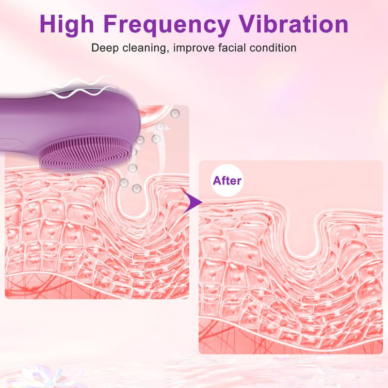 Facial Cleansing Brush, Face Scrub Brush Magnetic Rechargeable Face Brush for Women & Men, Silicone Face Scrubber Cleanser Brush for Facial Pore Cleaner, Valentine Gift