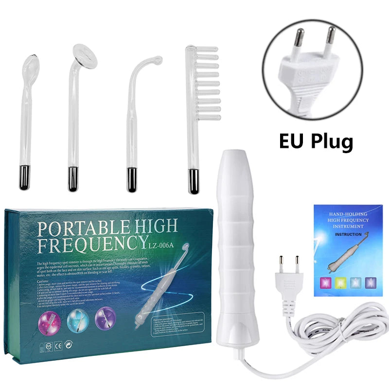 Electrode Glass Tube High Frequency Machine Neon + Argon Wand for Face Skin Spa anti Wrinkle Acne Spots Remover Hair Frizz Care