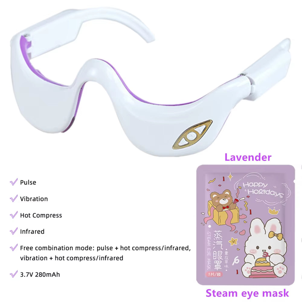 EMS Pulse Vibration Under-Eye Massager Heated Relieves Eye Fatigue Eyes Massage Glasses Dark Circle Eye Bags Eye Fat Remover