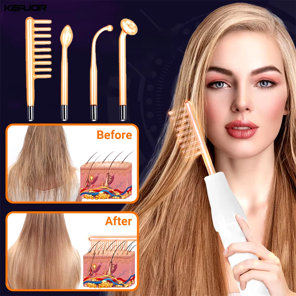 Electrode Glass Tube High Frequency Machine Neon + Argon Wand for Face Skin Spa anti Wrinkle Acne Spots Remover Hair Frizz Care