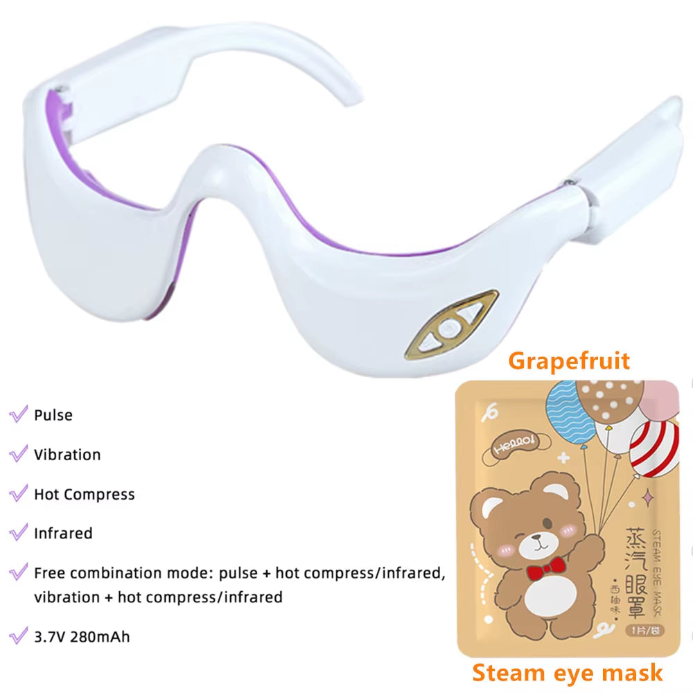 EMS Pulse Vibration Under-Eye Massager Heated Relieves Eye Fatigue Eyes Massage Glasses Dark Circle Eye Bags Eye Fat Remover