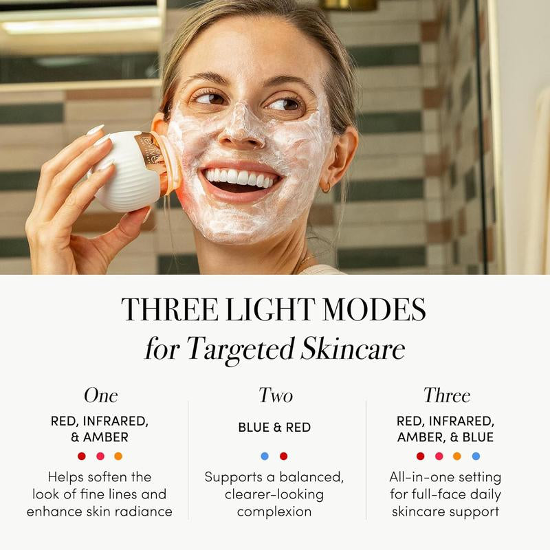 Revive Light Therapy Soniqué Mini LED Light Therapy Sonic Facial Cleansing Brush, Red & Blue Light Therapy, Reduces Appearance of Acne & Wrinkles