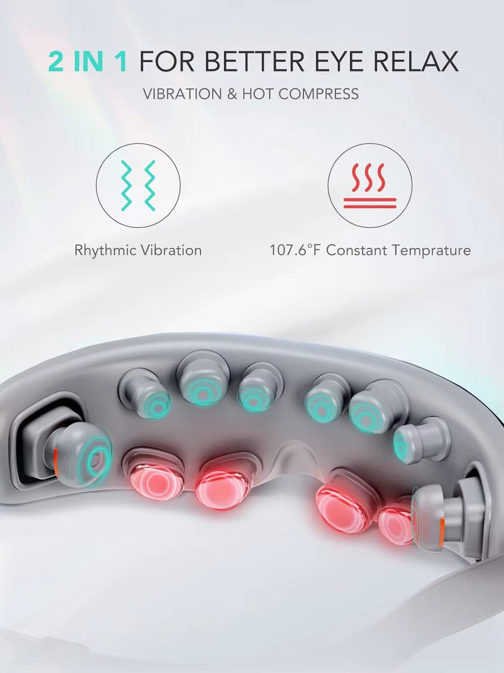 Eye Massager with Heat, Vibration, Bluetooth, Smart Heated for Eyes, Improve Sleep Relaxation
