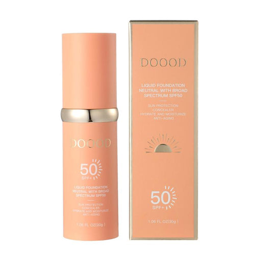 DOOOD 4-In-1 Foundation Liquid SPF 50+++, Moisturizing Even Skin Toning Color, Foundation Medium Spectrum, Hydrating Medium Full Coverage Concealer, Waterproof for Gym, Sports, Dancing