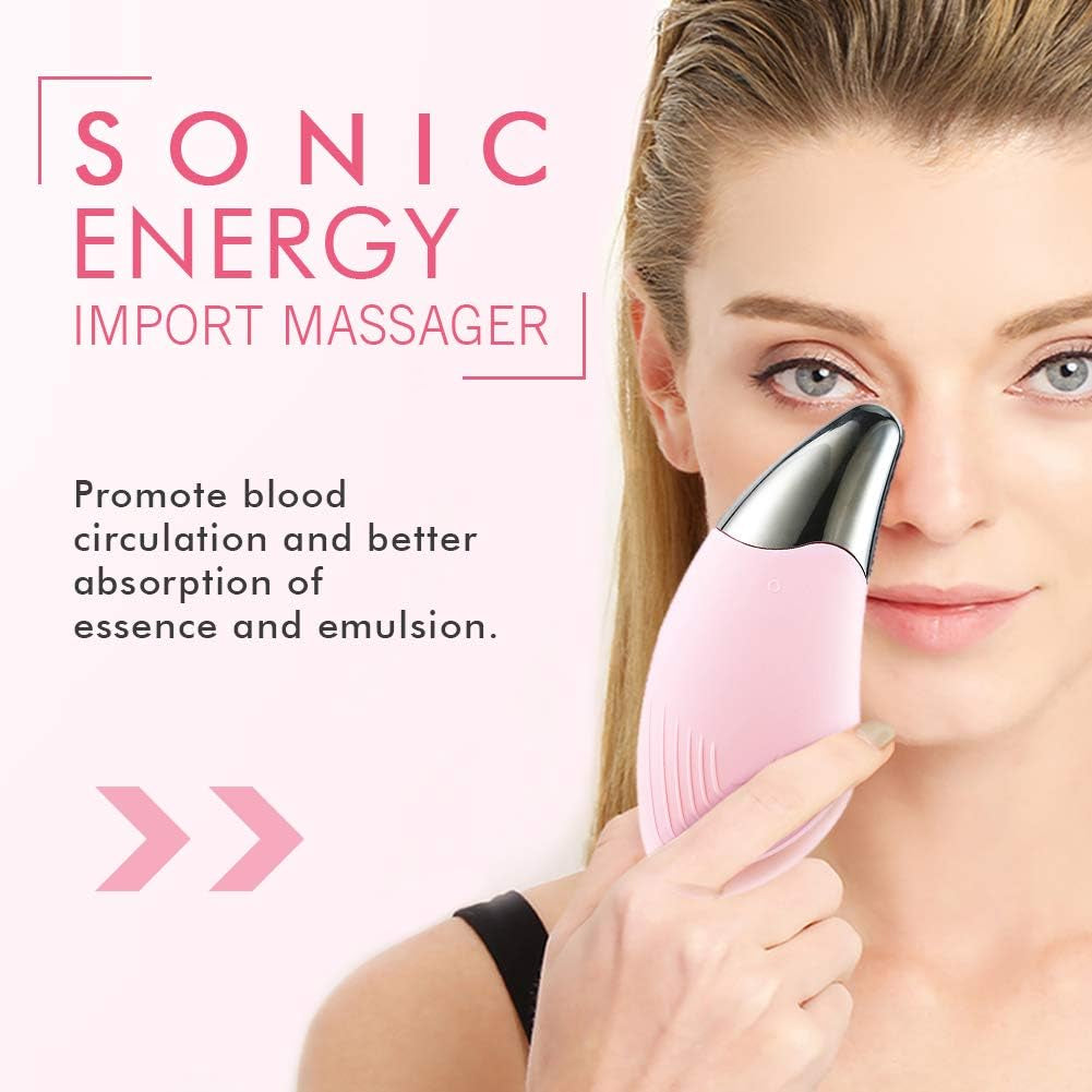 Silicone Facial Cleansing Brush, Electric Face Brush 6-Speed, IPX7 Waterproof Silicone Face Scrubbers Anti-Aging Skin Cleanser for Skin Care and Exfoliation, Deep Cleansing, Massaging (Pink)
