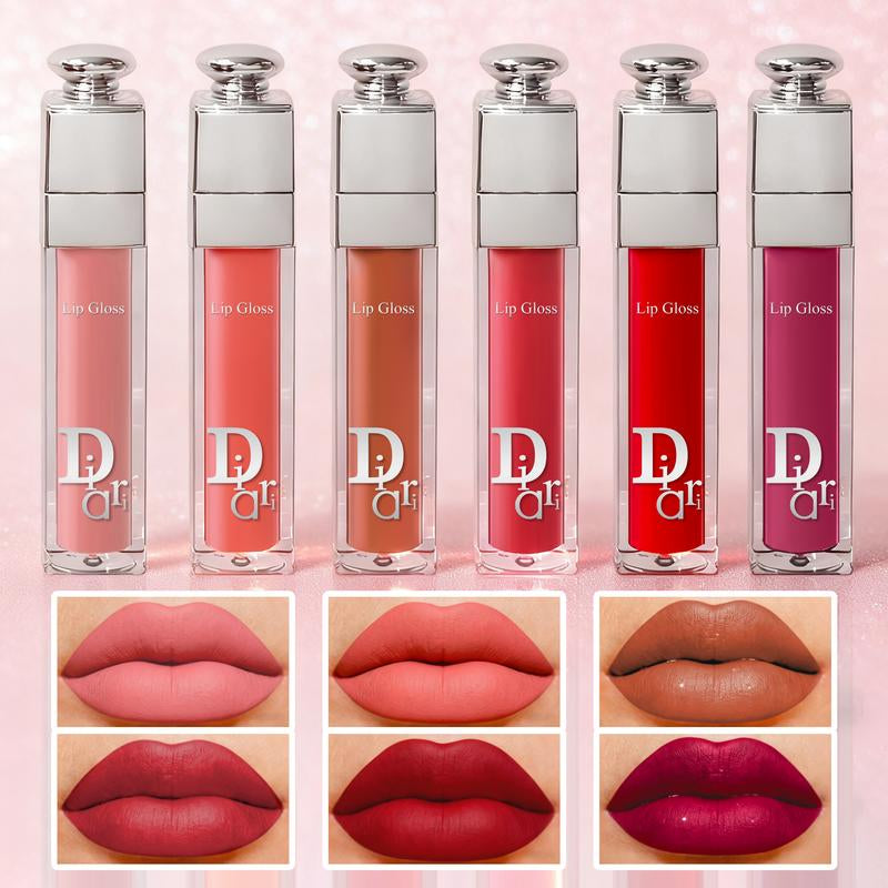 Kiss Someone 6-Piece Lip Gloss Set - Pink Tea, Pomegranate Red, Peachy Pink, Tomato Red, Purple - Lightweight, Long Lasting, Natural Stain, Non-Drying, Non-Patchy for All Skin Types Cosmetic Makeup Glossy