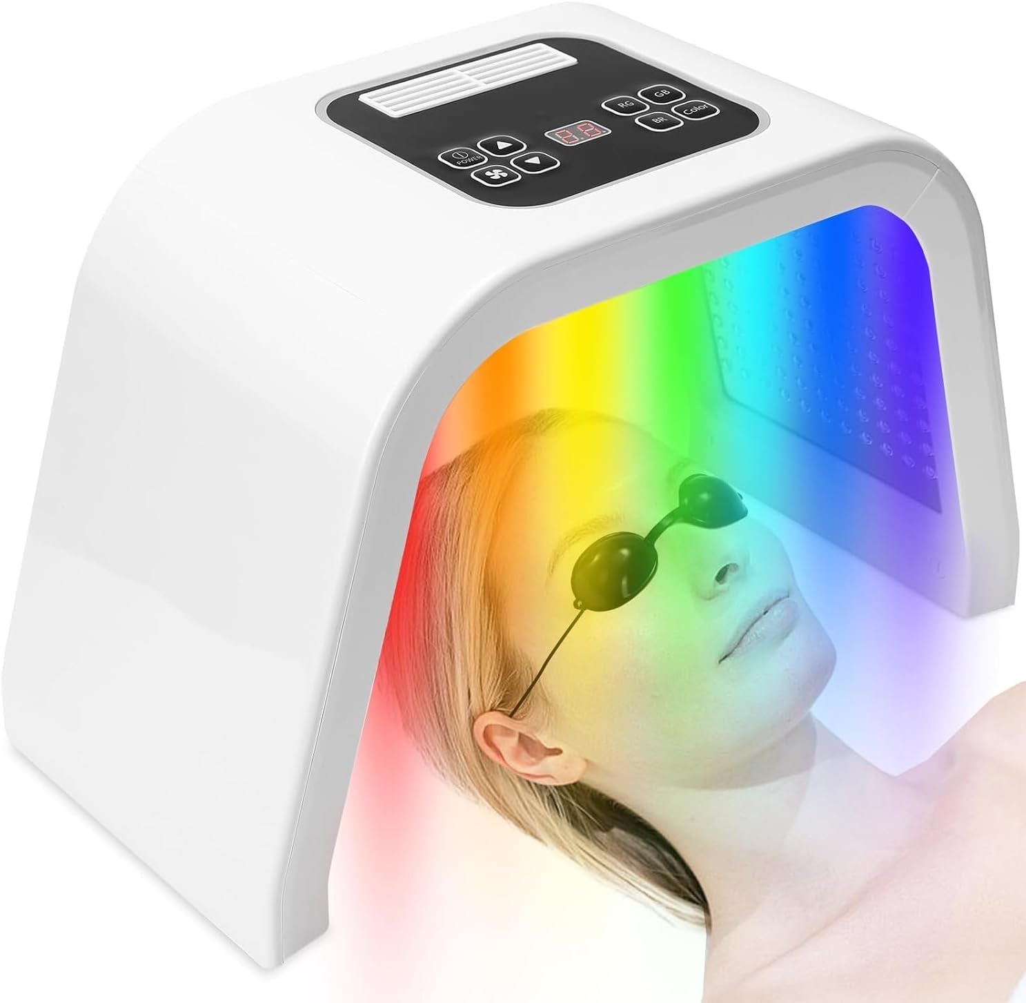 LED Face Light Therapy Mask, Red Light Therapy Mask, 7 Colour LED Light Therapy for Face & Body, Rejuvenating Skin Care Device for Home SPA Relaxation