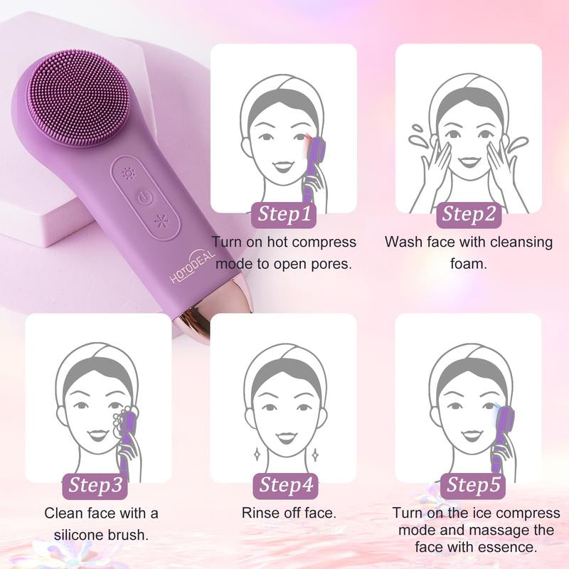 Facial Cleansing Brush, Face Scrub Brush Magnetic Rechargeable Face Brush for Women & Men, Silicone Face Scrubber Cleanser Brush for Facial Pore Cleaner, Valentine Gift