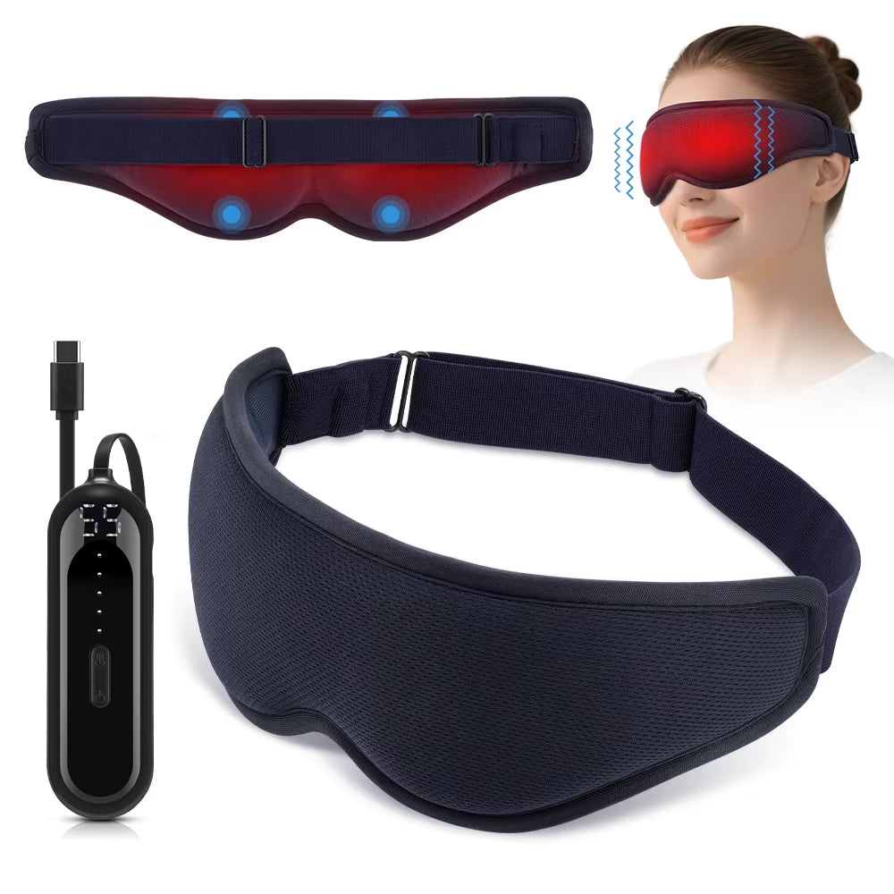 Eye Massager with Heat Vibration Rechargeable Sleep Mask Electric Eye Care Device for Relaxation and Headache Relief